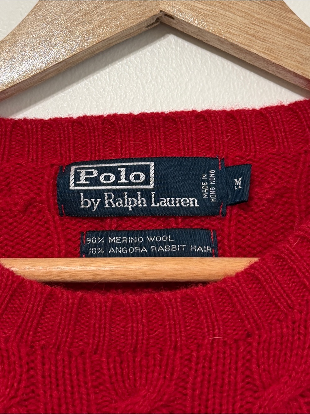 Ralph Lauren Cable Knit Wool Sweater Red Size Medium Women’s Relaxed Oversized - Picture 3 of 8